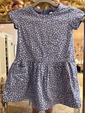 TEA collection Chambray flower print dress with pockets